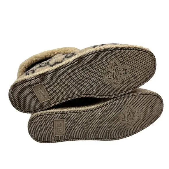 Gucci GG Monogram Wool Shearling Boots Beige Tan Women’s Size EUR 39.5 Horsebit - Picture 15 of 16